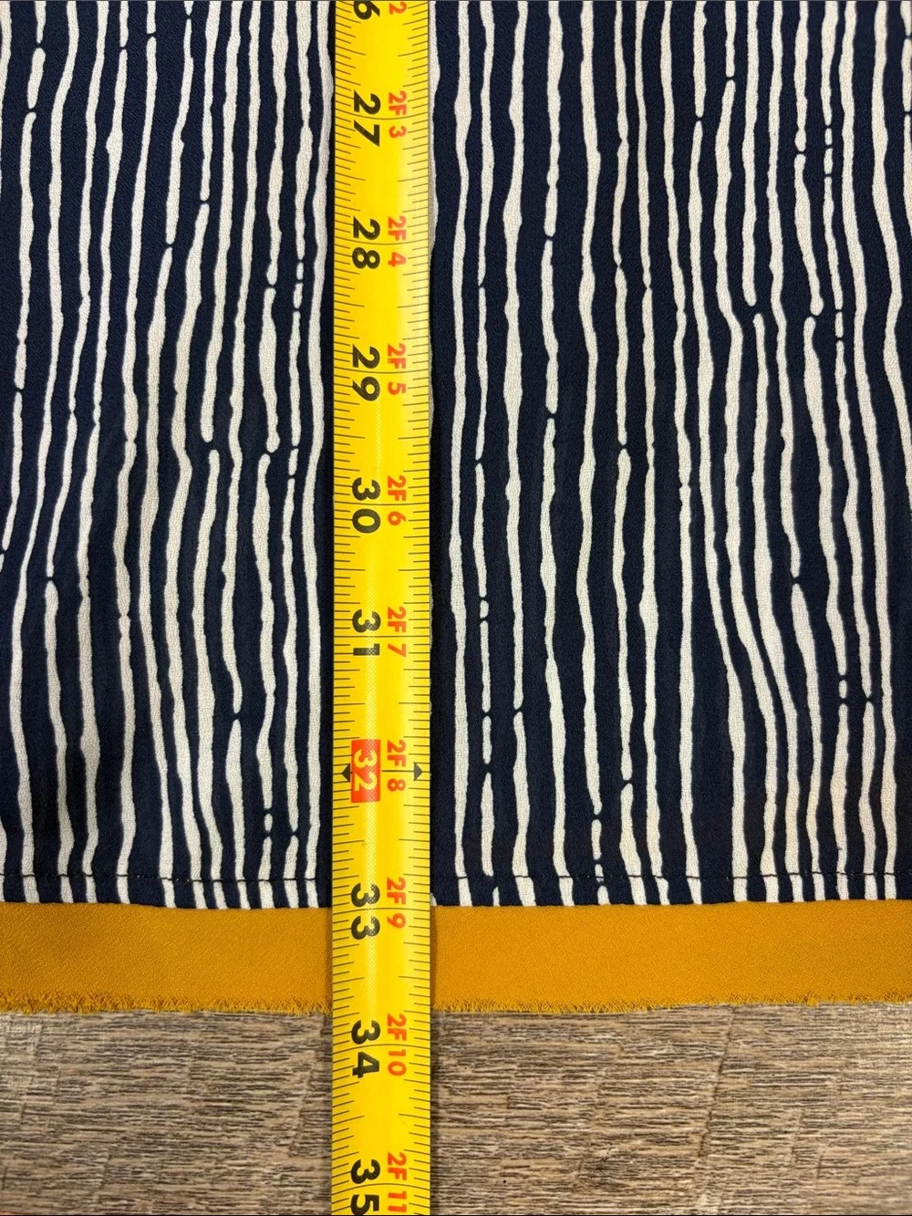 THML Embroidered Striped Shift Dress Navy & White with Mustard Embroidery Medium - Picture 12 of 12